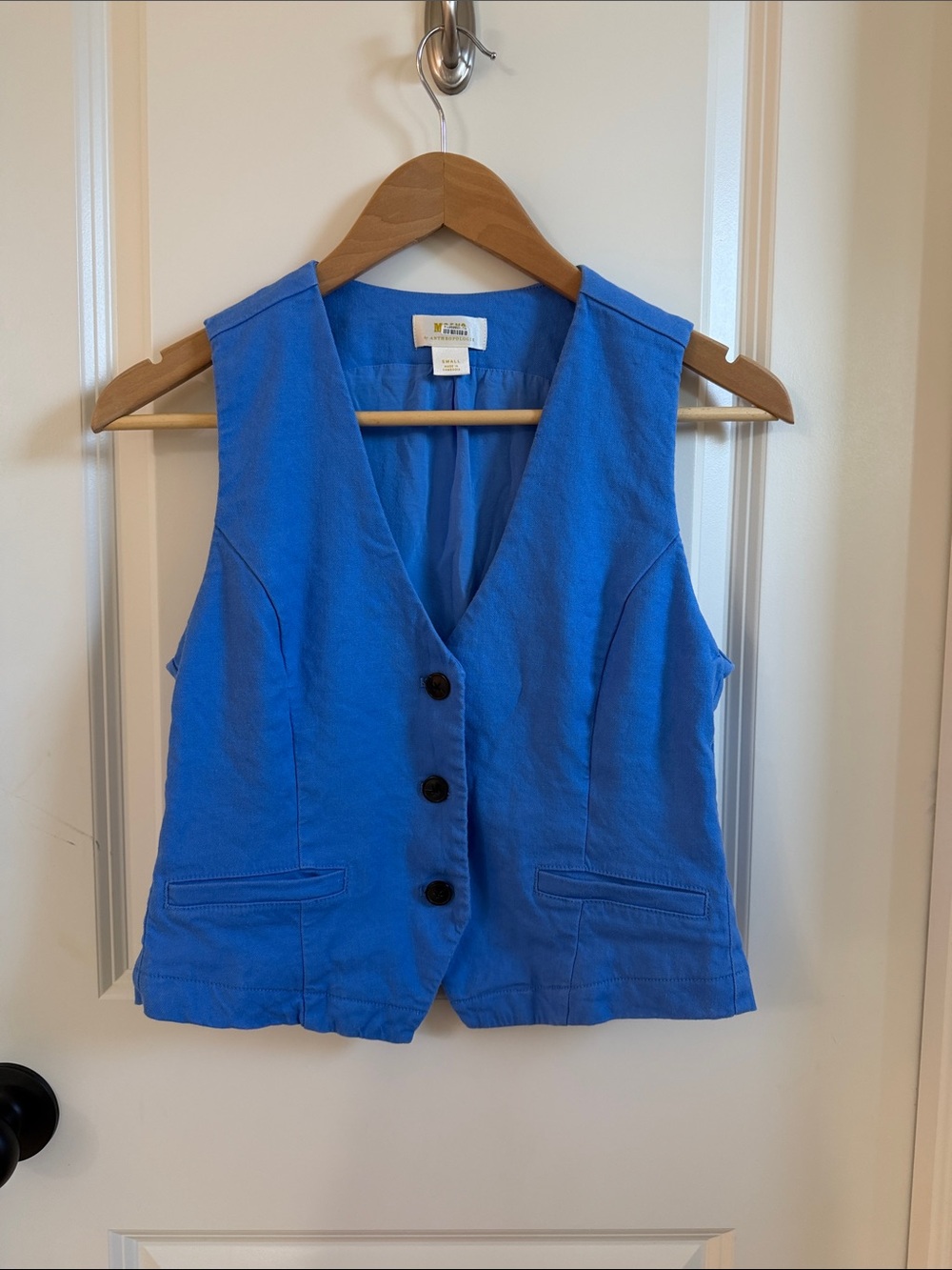 Anthropologie Blue Button-Front Women's Vest